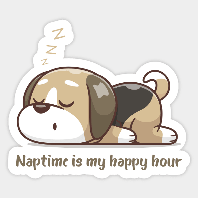 Cute Dog Puppy Nap Time Is My Happy Hour Sticker by Jkinkwell